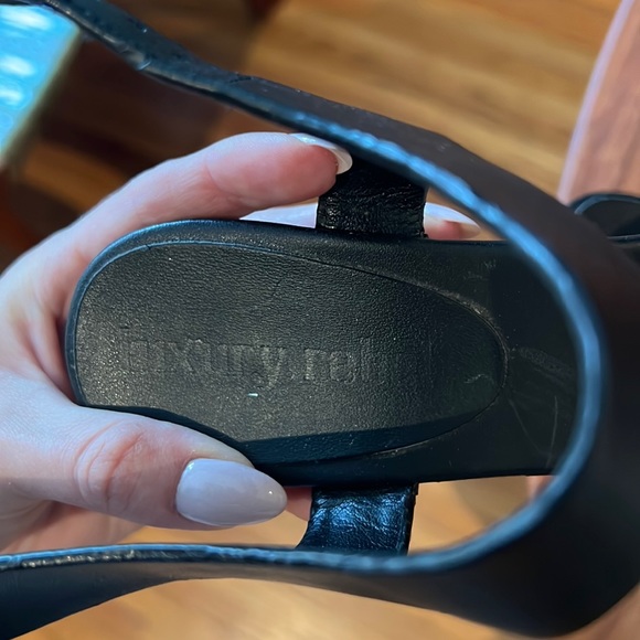 Luxury Rebel Leather Wooden Wedges size 8 - Picture 5 of 5